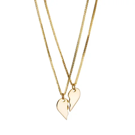 סט שרשראות חצאי לב מזהב 14K