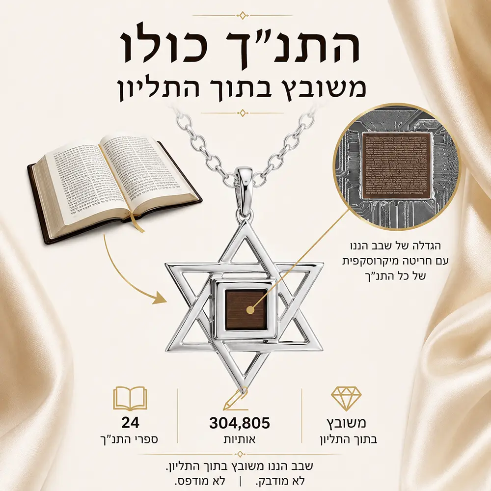 שרשרת מגן דוד עם חריטת כל ספרי התנ״ך