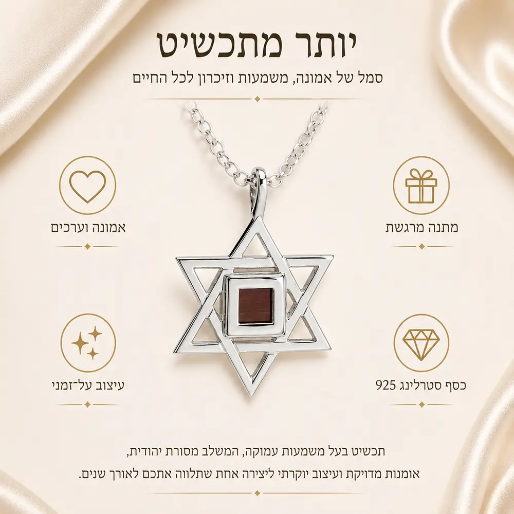 שרשרת מגן דוד עם ננו תנ״ך משובץ