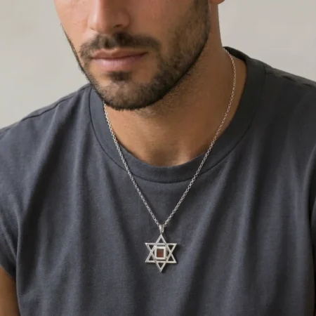 שרשרת מגן דוד מכסף אמיתי עם שבב תנ״ך