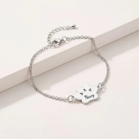 צמיד כף רגל כלב עם חריטה