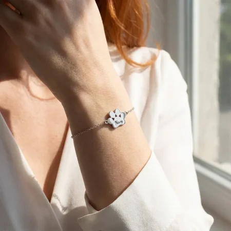 צמיד כף רגל כלב עם חריטה