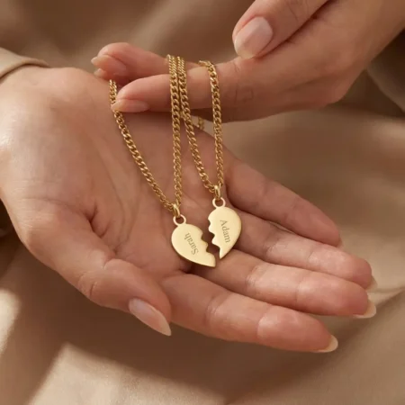 סט שרשראות חצי לב לזוג