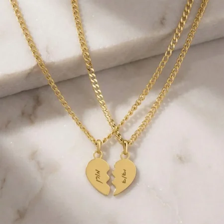 סט שרשראות חצי לב לזוג