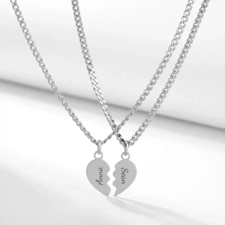 סט שרשראות חצי לב לזוג