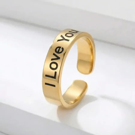 טבעת חריטה פתוחה ציפוי זהב