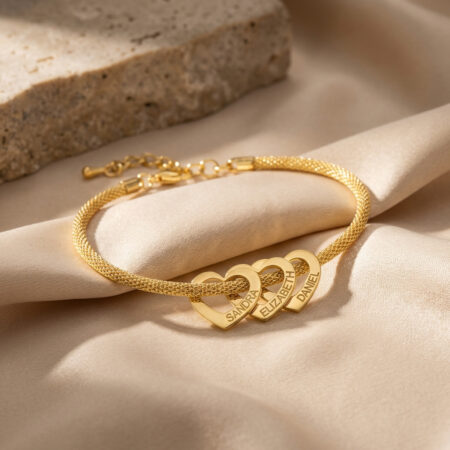 צמיד לבבות לאישה עם שמות הילדים