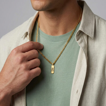 שרשרת בר לגבר עם חריטה בהתאמה אישית