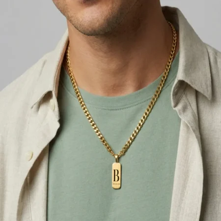 שרשרת בר לגבר עם חריטה בהתאמה אישית