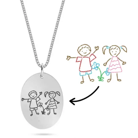 תליון חריטה אישי מציור ילדים