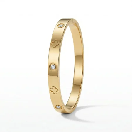 בנגל ציפוי זהב תלתן משובץ