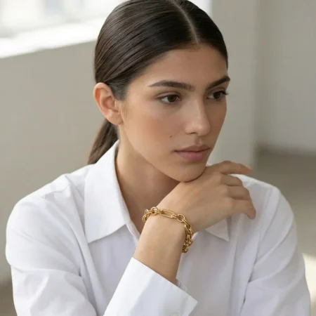 צמיד חוליות זהב עבה לנשים