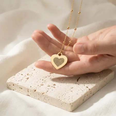 שרשרת טביעת אצבע בעיצוב לב