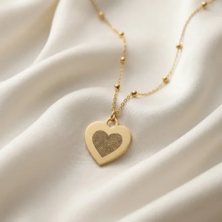 תליון לב חרוט טביעת אצבע