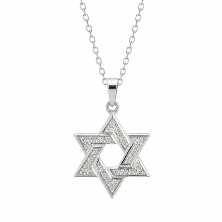 שרשרת מגן דוד לאישה כסף 925 משובץ זרקונים