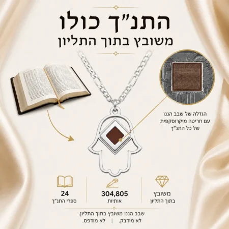 שרשרת חמסה עם שבב ננו תנ״ך • כסף 925