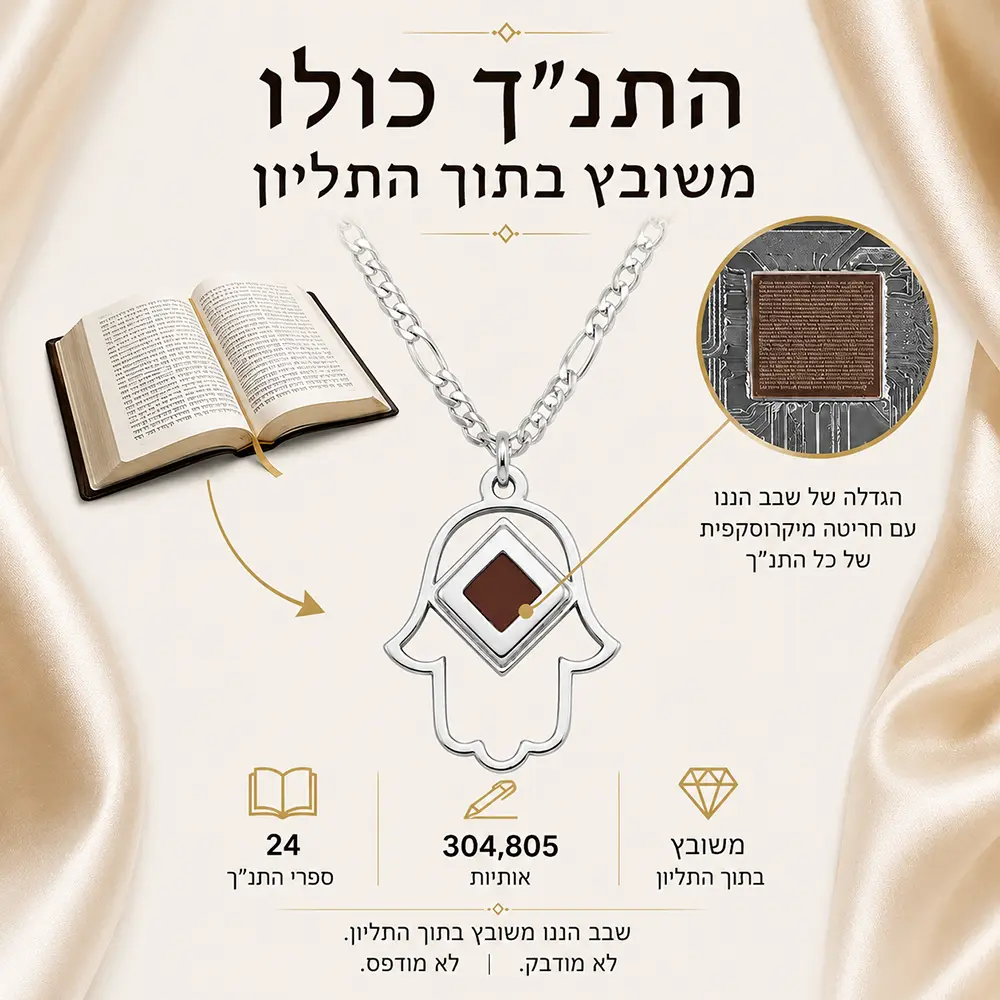 שרשרת חמסה עם שבב ננו תנ״ך • כסף 925