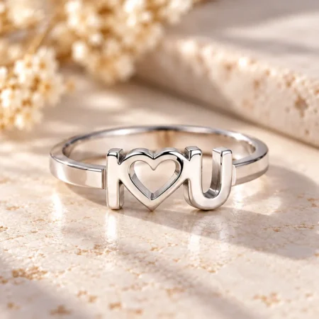 טבעת כסף עם הכיתוב I Love You